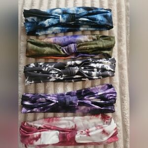 5 Colorful Tie-Dye BOHO Headbands Set